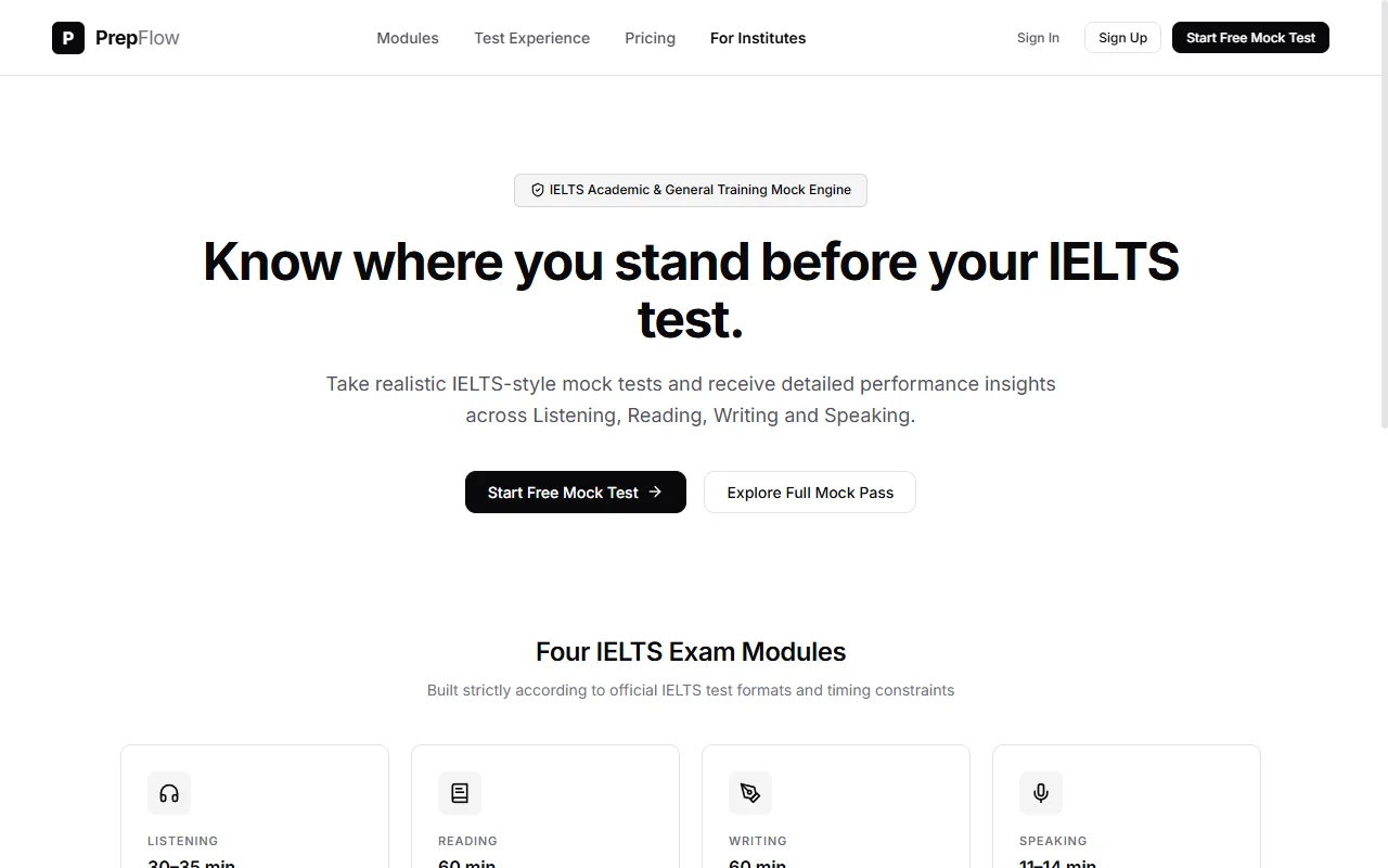 StudyFlow Prep IELTS Practice Platform